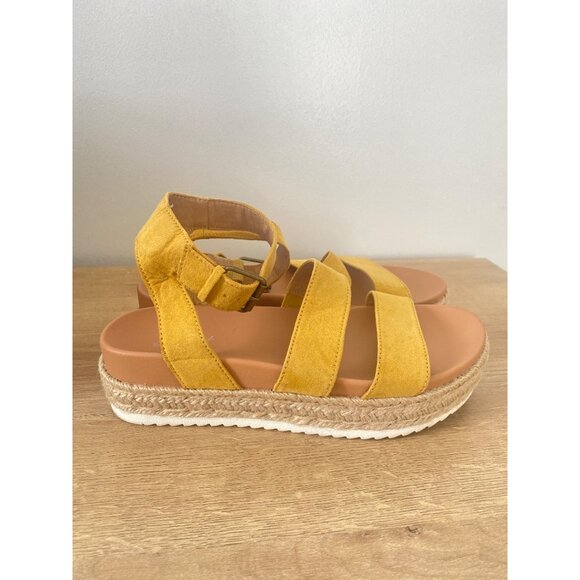 Universal Thread Shoes - Yellow Ankle Strap Espadrille Platform Sandals Women's Size 7 Universal Thread